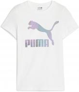 Футболка Puma CLASSICS IRIDESCENT LOGO TEE G 62290402 р.164 белый