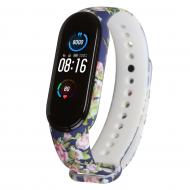 Ремінець для фітнес-браслета Armorstandart для Xiaomi Mi Band 6/5 Blue With Flowers 57015