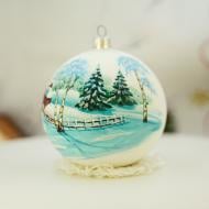 Куля ялинкова Будинок з огорожею d 100 мм білий 7806723367566