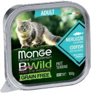 Корм для кошек Monge BWild Grain Free Wet Adult беззерновой треска с овощами 100 г