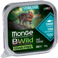 Корм для кошек Monge BWild Grain Free Wet Sterilised беззерновой тунец с овощами 100 г