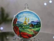 Куля ялинкова Церква. Маки d 100 мм білий 4820001112757