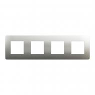 Рамка четырехместная Schneider Electric Unica New Studio Metal универсальная матовый хром/белый NU280855M Рамка четырехместная Schneider Electric Unica New Studio Metal универсальная матовый хром/белый NU280855M