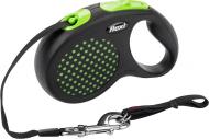 Поводок-рулетка Flexi Design M-L черный с зелеными вставками до 50 кг 5 м