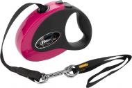 Поводок-рулетка Flexi Collection S черный с розовой вставкой до 12 кг 3 м