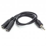 Кабель PowerPlant 3.5 мм (M) – 2x3.5 мм (F) 1 м черный (CA910960)