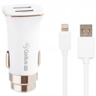 Автомобильное зарядное устройство Gelius Pro Apollo GP-CC01 2USB 3.1A с кабелем Apple Lightning White (2099900714337)