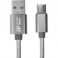 Кабель PowerPlant USB Type-C – USB 1 м сірий (CA912346)