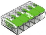Клема швидкого монтажу на 5 провідників з важелями WAGO 221-425 0,2-4 мм² Green Range зелений 22-2625У-W