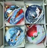 Набор елочных шаров пейзаж цветной d90 мм 4 шт./уп.