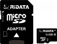 Карта памяти RiDATA microSDXC 64 ГБ UHS Speed Class 1 (U1) (FF964426) + SD адаптер