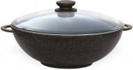 Сковорода WOK із кришкою Biol з антипригарним покриттям 30 см Граніт Браун 30033РС