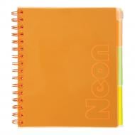 Блокнот на спіралі Buromax NEON В5 120 арк. клітинка помаранчевий