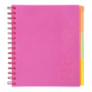 Блокнот на спіралі Buromax NEON В5 120 арк. клітинка рожевий