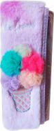 Пенал пушистый с аппликацией и помпонами 6556-purple Cool For School