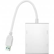 Переходник PowerPlant USB-HDMI-DVI-VGA-RJ45 Gigabit Ethernet белый (CA912087)