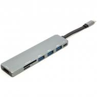 USB-хаб PowerPlant USB 3.1 Type-C - USB Hub, HDMI, Card Reader (SD, micro SD)