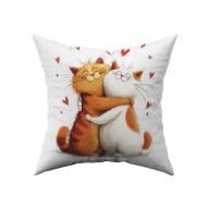 Подушка декоративная Cat On Pink 38x38 см белый с рисунком La Nuit