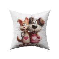 Подушка декоративная Cat On Green 38x38 см белый с рисунком La Nuit