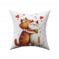 Подушка декоративная CAT'S LOVE 38x38 см белый с рисунком
