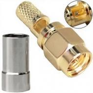 Коннектор обжимной Profix SMA-J с окошком под пайку RG-58 золотой (P300206)
