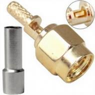 Коннектор обжимной Profix SMA-J с окошком под пайку RG-174 золотой (P300206-1)
