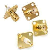 Гнездо монтажное Profix SMA фланец 4 отверстия золотой (P300213-1)