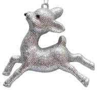 Игрушка на елку Китай Олененок 10 см серебристый серебряный 005055
