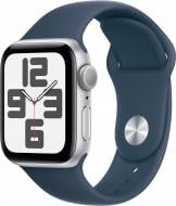 Смарт-часы Apple Watch SE 2023 GPS 40mm Silver Aluminium Case with Storm Blue Sport Band - M/L (MRE23QP/A)