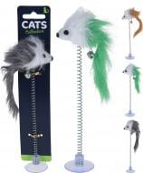 Іграшка для котів мишка на пружині 19 см в асортименті