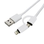 Дата-кабель Patron USB 2.0 AM to Lightning + Micro 5P 1 м белый (CAB-PN-LIGHT-MIC-1M)