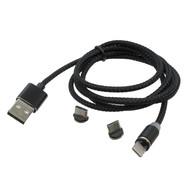 Дата-кабель Patron USB – microUSB + Apple Lightning 1 м черный (CAB-PN-MAGN-3IN1)