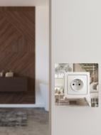 Декоративная наклейка под выключатель/розетку зеркальная акриловая Рамка-5 1 шт. 14,8x14,8 см