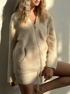 Комплект вязаный MISO Soft шорты и кофта на молнии р. one size (S/L) белый молочный
