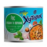 Консерва Хуторок Рис з грибами та овочами в томатному соусі 380 г