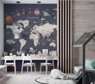 Фотошпалери De-Cors Карта світу чорна 70112 265x300 см 7,95 кв.м