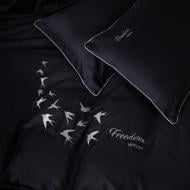 Комплект постільної білизни 0055 Black Pearl Freedom 2х143х210 см чорний/білий MirSon