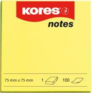Стикеры 75х75 мм неон желтые 100 листов Kores