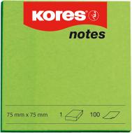 Стикеры 75х75 мм неон зеленый 100 листов Kores
