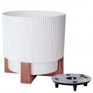 Вазон пластик Осло зі вставкою та декор. підставкою d20 см круглий білий 3,8 л Алеана