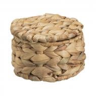 Корзина TEA Clara плетеная с крышкой водяной гиацинт круглая S, 12х7,5 см бежевый
