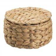Корзина TEA Clara плетеная с крышкой водяной гиацинт круглая М, 17х9,5 см кремовый