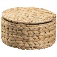 Корзина TEA Clara плетеная с крышкой (водяной гиацинт) круглая L, 22х11 см