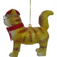 Подвеска WEI DE ARTS стекляная котик 10 х 9 см желтый