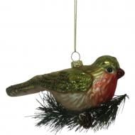Подвеска WEI DE ARTS стекляная синичка 14 х 10 см красно-зеленый