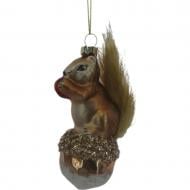 Подвеска WEI DE ARTS стекляная белка на желуде 8 х 11 см коричневый