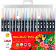 Фломастери-пензлики real brush 18 кольорів MX15231 Maxi