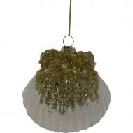 Подвеска WEI DE ARTS стеклянная ракушка 9 см белый с золотистым