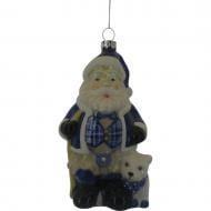 Подвеска WEI DE ARTS стеклянная Санта 14 см бело-голубой