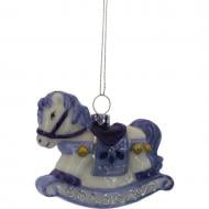 Подвеска WEI DE ARTS стеклянная лошадка 8 см бело-голубой